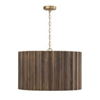 Capital Lighting 357641MA Matte Brass 25.75'' W X 15.75'' H 4-light Reversed-flute Handcrafted Mango Wood Pendant In Nordic Wood With Matte Brass And White Glass Diffuser Image 2