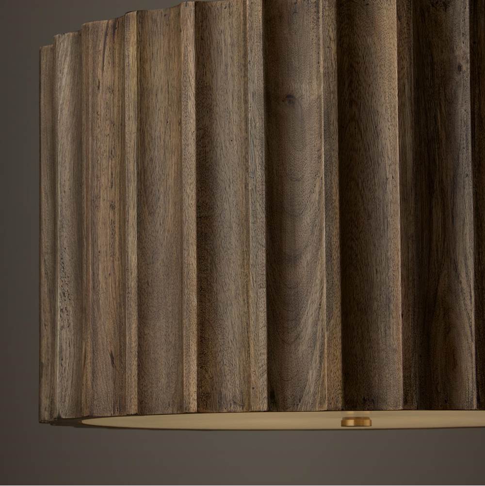 Capital Lighting 357641MA Matte Brass 25.75'' W X 15.75'' H 4-light Reversed-flute Handcrafted Mango Wood Pendant In Nordic Wood With Matte Brass And White Glass Diffuser Image 3
