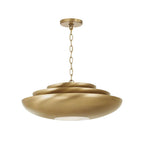 Capital Lighting 357711AD Aged Brass 21.5'' W X 8.5'' H 1-light Modern Tiered Bowl Pendant In Aged Brass With Real Alabaster Diffuser Image 1