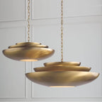 Capital Lighting 357711AD Aged Brass 21.5'' W X 8.5'' H 1-light Modern Tiered Bowl Pendant In Aged Brass With Real Alabaster Diffuser Image 2