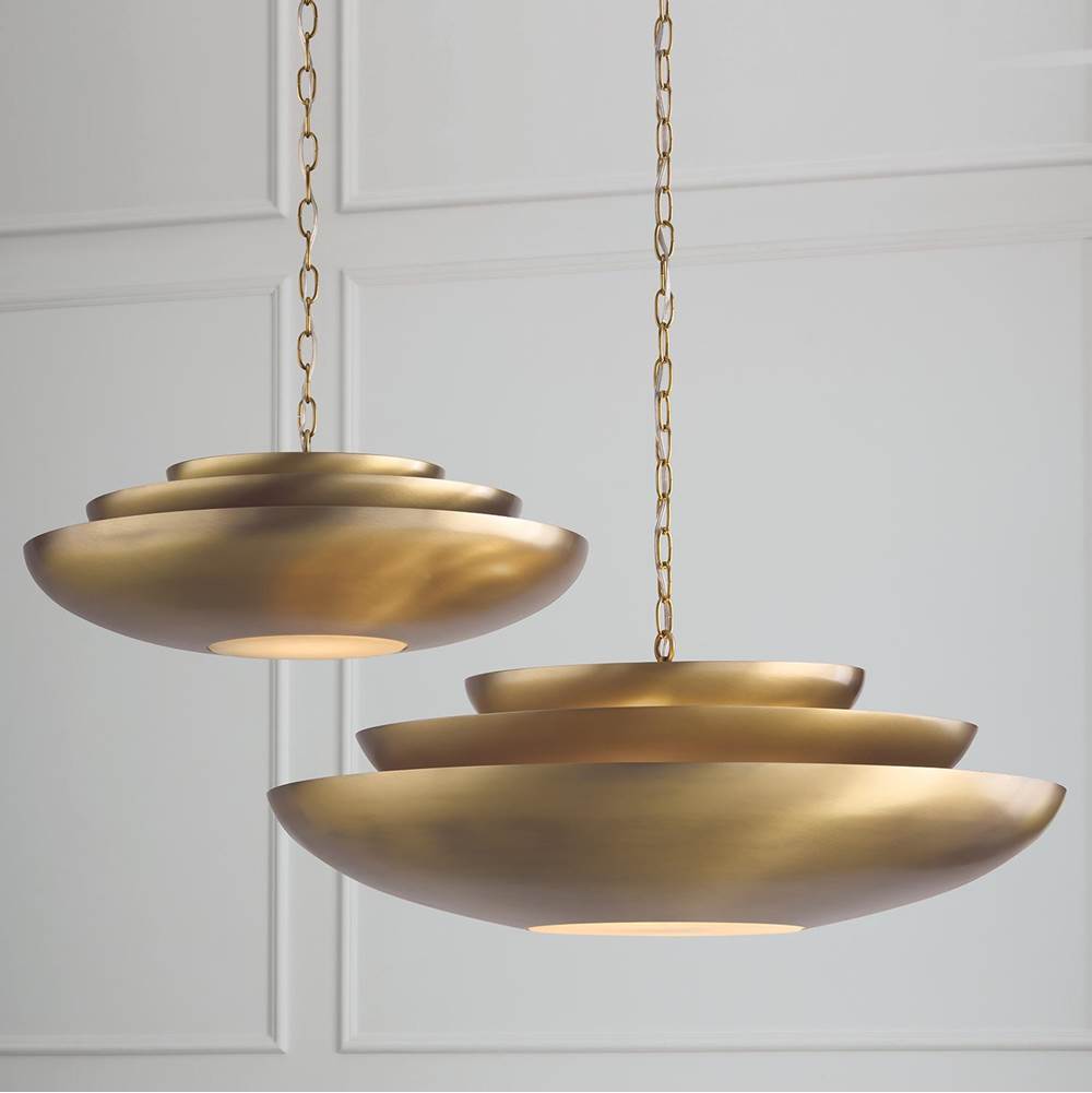 Capital Lighting 357711AD Aged Brass 21.5'' W X 8.5'' H 1-light Modern Tiered Bowl Pendant In Aged Brass With Real Alabaster Diffuser Image 2