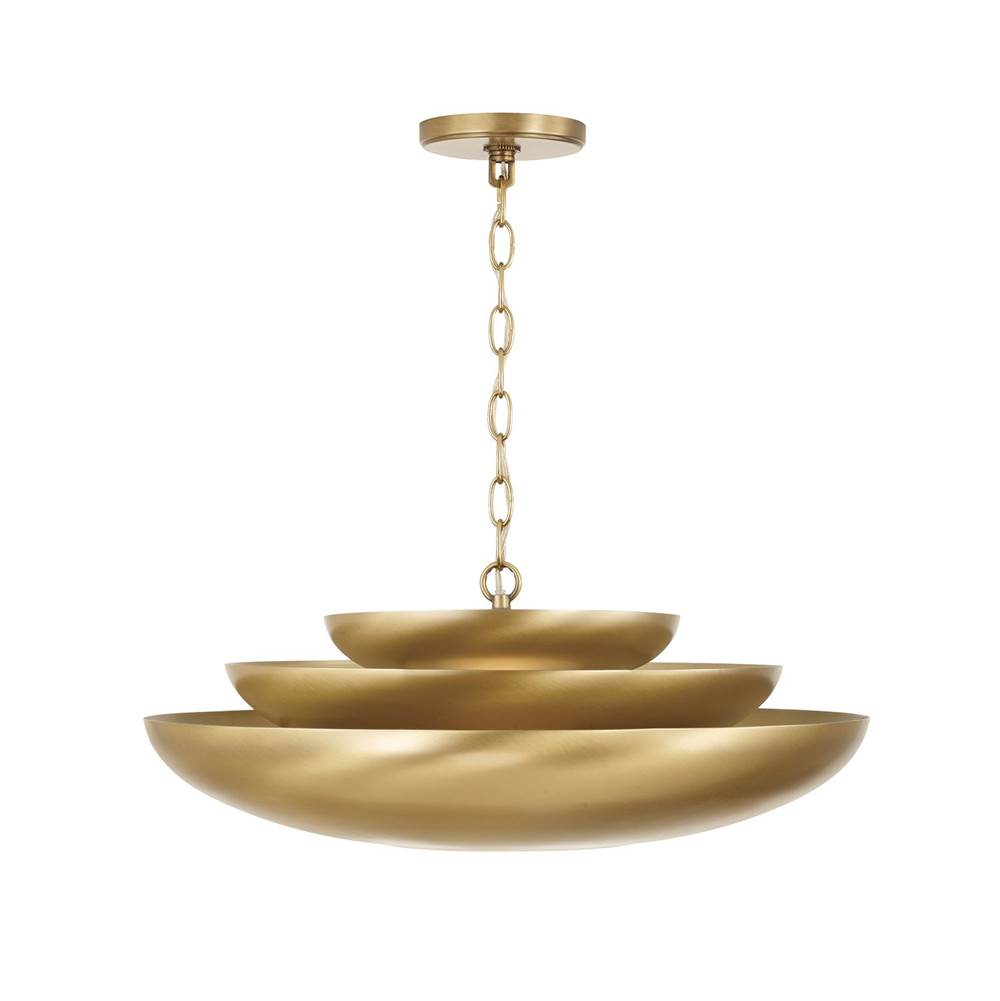 Capital Lighting 357711AD Aged Brass 21.5'' W X 8.5'' H 1-light Modern Tiered Bowl Pendant In Aged Brass With Real Alabaster Diffuser Image 3