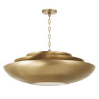 Capital Lighting 357741AD Aged Brass 29.5'' W X 11.5'' H 1-light Modern Tiered Bowl Pendant In Aged Brass With Real Alabaster Diffuser Image 1