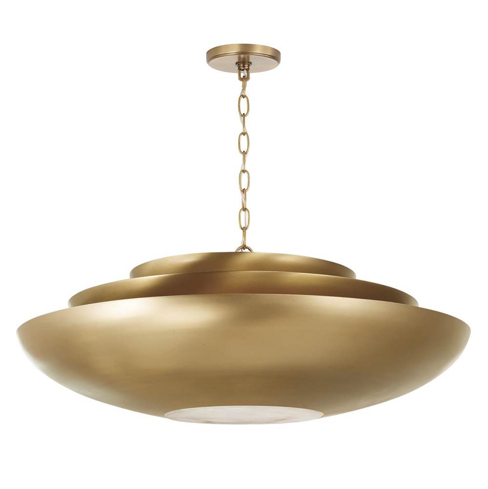 Capital Lighting 357741AD Aged Brass 29.5'' W X 11.5'' H 1-light Modern Tiered Bowl Pendant In Aged Brass With Real Alabaster Diffuser Image 1