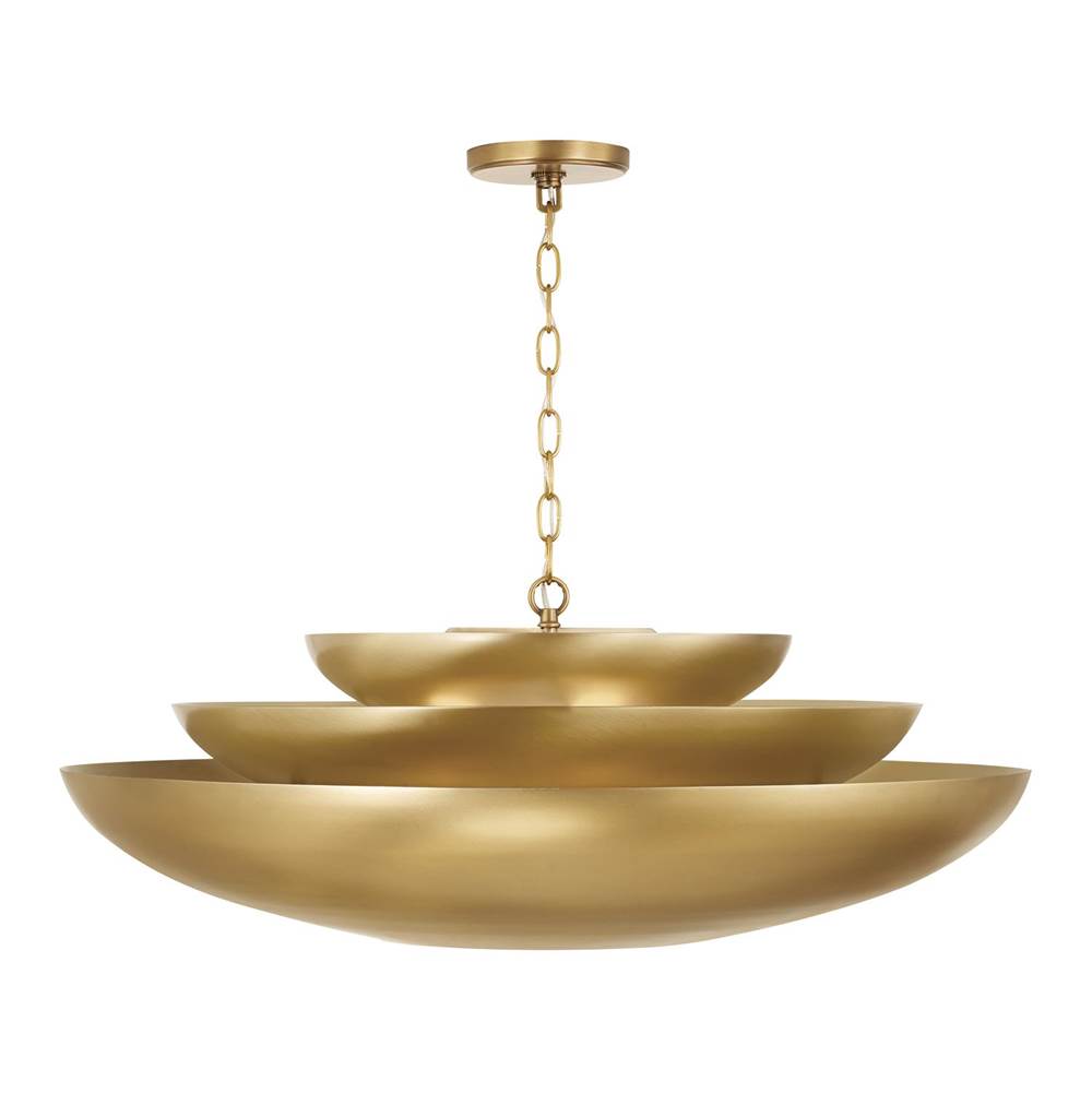 Capital Lighting 357741AD Aged Brass 29.5'' W X 11.5'' H 1-light Modern Tiered Bowl Pendant In Aged Brass With Real Alabaster Diffuser Image 4