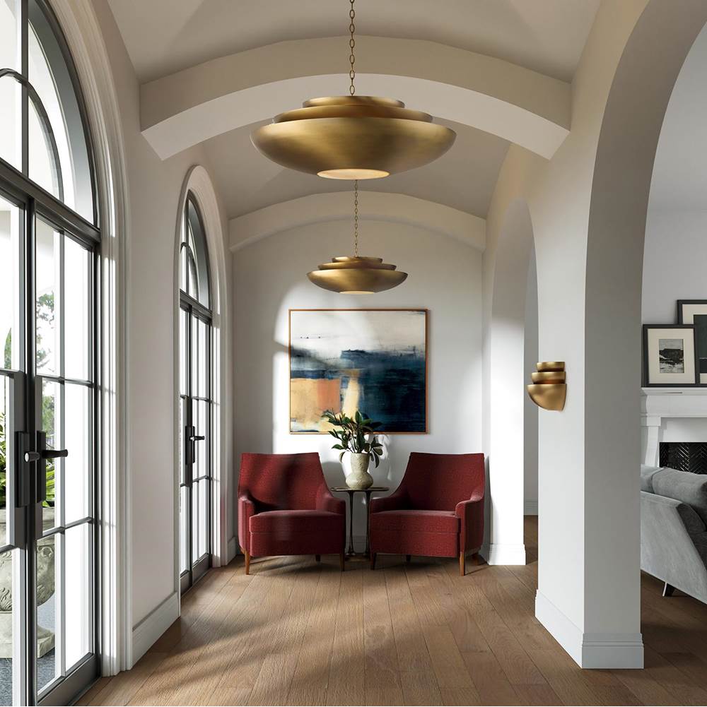 Capital Lighting 357741AD Aged Brass 29.5'' W X 11.5'' H 1-light Modern Tiered Bowl Pendant In Aged Brass With Real Alabaster Diffuser Image 7