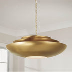 Capital Lighting 357741AD Aged Brass 29.5'' W X 11.5'' H 1-light Modern Tiered Bowl Pendant In Aged Brass With Real Alabaster Diffuser Image 5