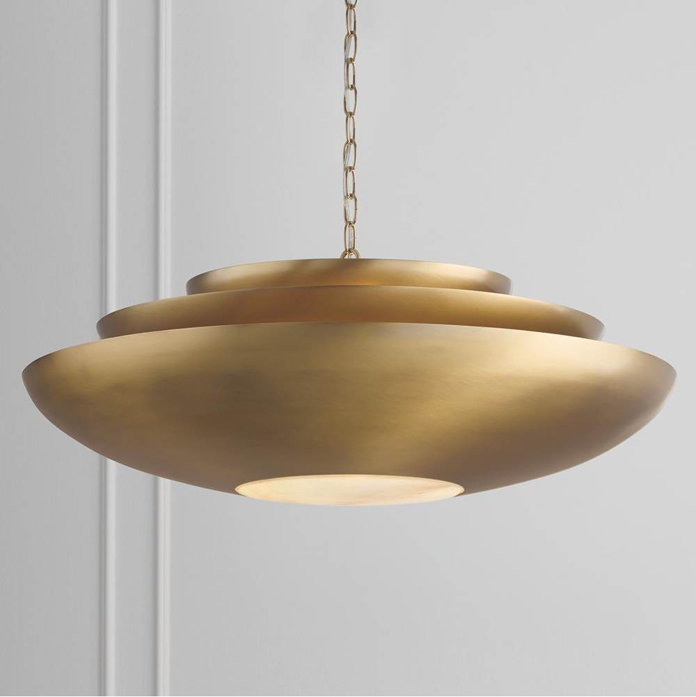 Capital Lighting 357741AD Aged Brass 29.5'' W X 11.5'' H 1-light Modern Tiered Bowl Pendant In Aged Brass With Real Alabaster Diffuser Image 6