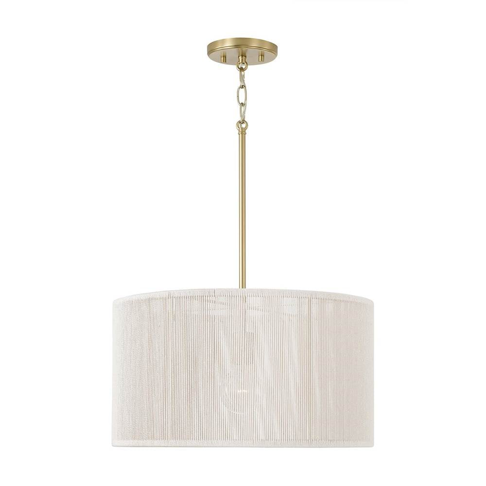 Capital Lighting 357914MA Matte Brass 18'' W X 10'' H 1-light Handcrafted Drum Pendant In Matte Brass With Hand-wrapped Bleached Natural Rope Image 1