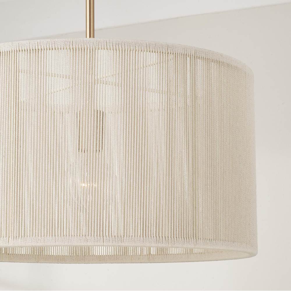 Capital Lighting 357914MA Matte Brass 18'' W X 10'' H 1-light Handcrafted Drum Pendant In Matte Brass With Hand-wrapped Bleached Natural Rope Image 2