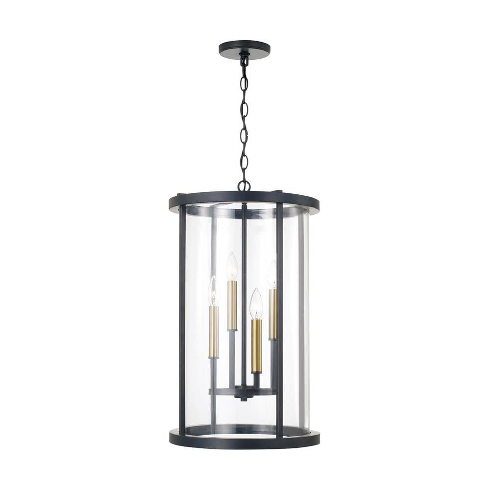 Capital Lighting 358341ER Espresso,Brass 14.75'' W X 25.25'' H 5-light Pendant In Matte Espresso With Clear Glass And Interchangeable Espresso And Brass Candle Sleeves Image 1