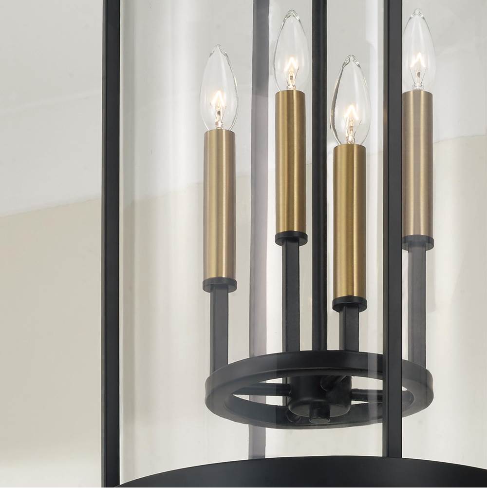 Capital Lighting 358341ER Espresso,Brass 14.75'' W X 25.25'' H 5-light Pendant In Matte Espresso With Clear Glass And Interchangeable Espresso And Brass Candle Sleeves Image 6
