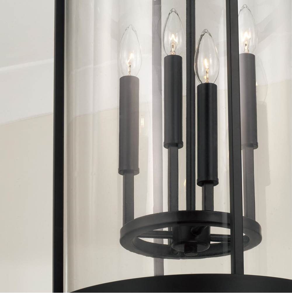 Capital Lighting 358341ER Espresso,Brass 14.75'' W X 25.25'' H 5-light Pendant In Matte Espresso With Clear Glass And Interchangeable Espresso And Brass Candle Sleeves Image 3