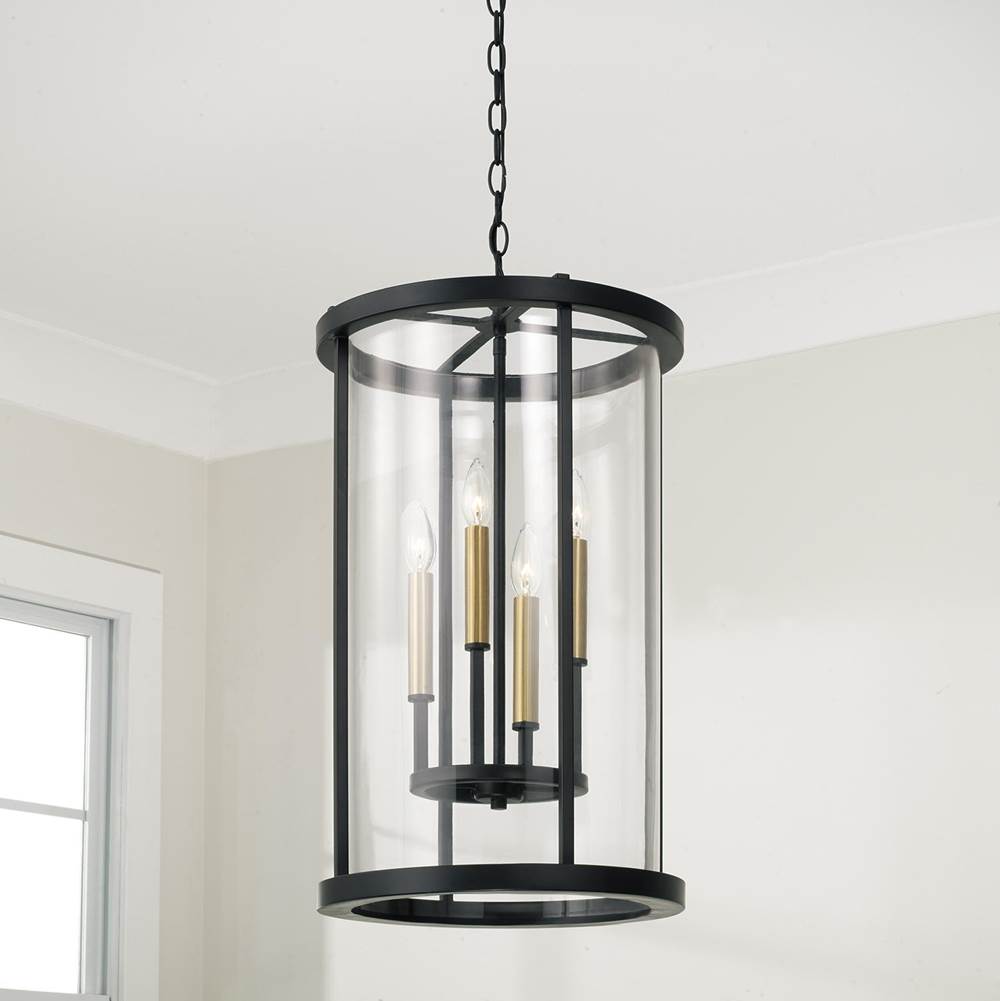 Capital Lighting Davis 14.75'' W X 25.25'' H 5-light Pendant In Matte Espresso With Clear Glass And Interchangeable Espresso And Brass Candle Sleeves