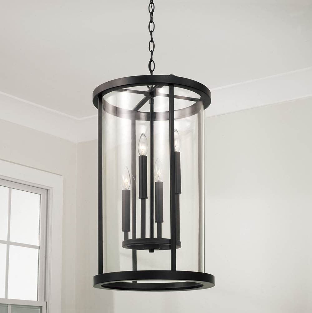 Capital Lighting 358341ER Espresso,Brass 14.75'' W X 25.25'' H 5-light Pendant In Matte Espresso With Clear Glass And Interchangeable Espresso And Brass Candle Sleeves Image 4