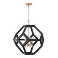 Capital Lighting 358441KM Flat Black,Matte Brass 24'' W X 28'' H 4-light Geometric Orb Pendant In Matte Brass With Handcrafted Mango Wood Hand-painted Flat Black Image 1