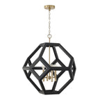Capital Lighting 358441KM Flat Black,Matte Brass 24'' W X 28'' H 4-light Geometric Orb Pendant In Matte Brass With Handcrafted Mango Wood Hand-painted Flat Black Image 1