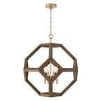 Capital Lighting 358441NM Nordic Wood,Matte Brass 24'' W X 28'' H 4-light Geometric Orb Pendant In Matte Brass With Handcrafted Mango Wood In Dark Nordic Stain Image 2