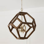 Capital Lighting Geo 24'' W X 28'' H 4-light Geometric Orb Pendant In Matte Brass With Handcrafted Mango Wood Hand-painted Flat Black
