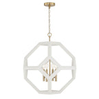 Capital Lighting 358441WM Flat White,Matte Brass 24'' W X 28'' H 4-light Geometric Orb Pendant In Matte Brass With Handcrafted Mango Wood Hand-painted Flat White Image 2