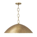 Capital Lighting 358512FT Feathered Gold 24'' W X 11'' H Integrated Led Dome Pendant In Textural Feathered Brass With Designer Chain Image 1