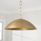 Capital Lighting Francesca 24'' W X 11'' H Integrated Led Dome Pendant In Textural Feathered Brass With Designer Chain
