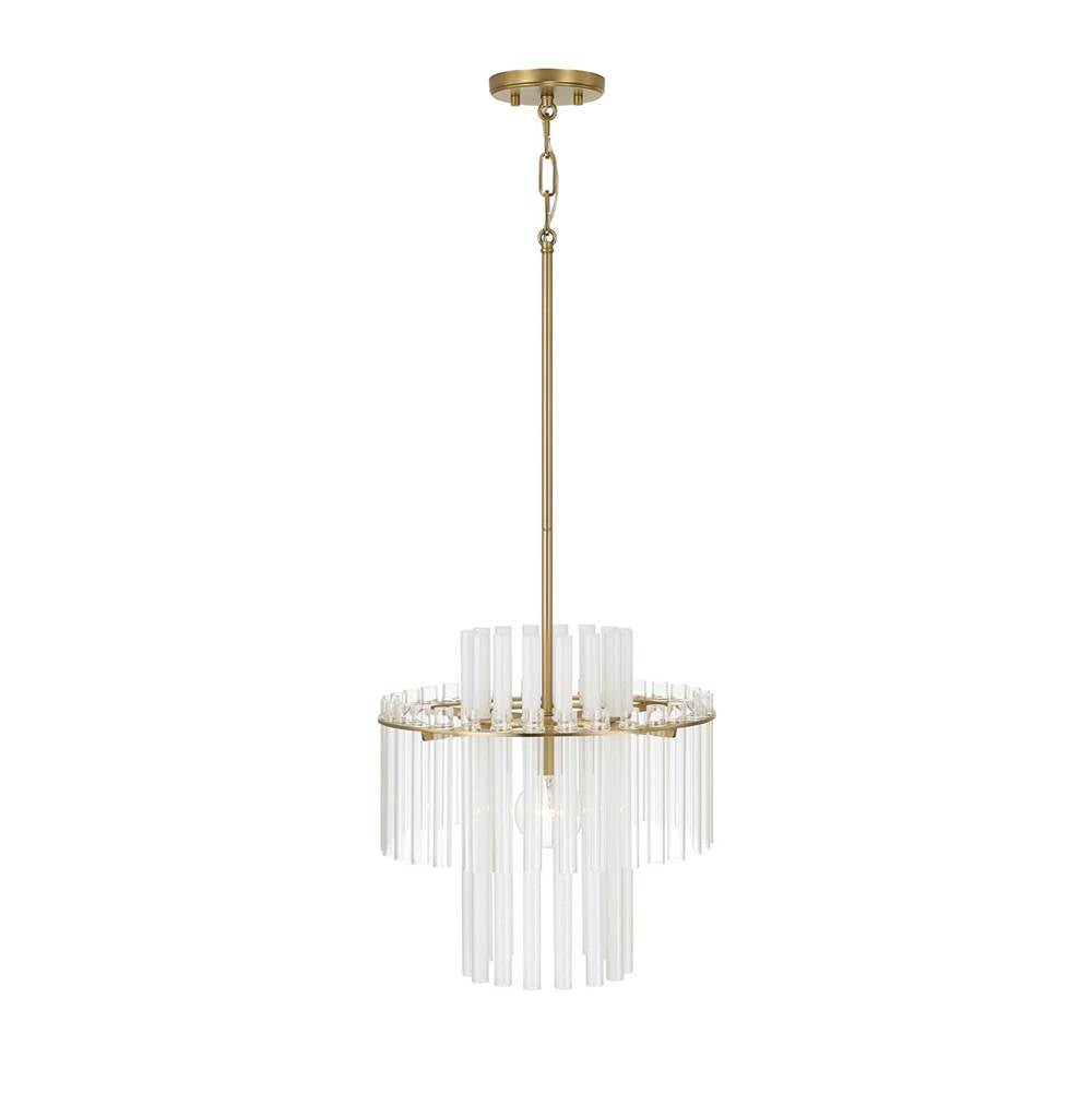 Capital Lighting 358711AD Aged Brass 15'' W X 19.5'' H 1-light Tiered Pendant In Aged Brass With Clear And Etched Glass Tubes Image 2