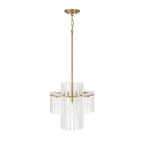 Capital Lighting 358711AD Aged Brass 15'' W X 19.5'' H 1-light Tiered Pendant In Aged Brass With Clear And Etched Glass Tubes Image 2