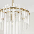 Capital Lighting 358711AD Aged Brass 15'' W X 19.5'' H 1-light Tiered Pendant In Aged Brass With Clear And Etched Glass Tubes Image 5