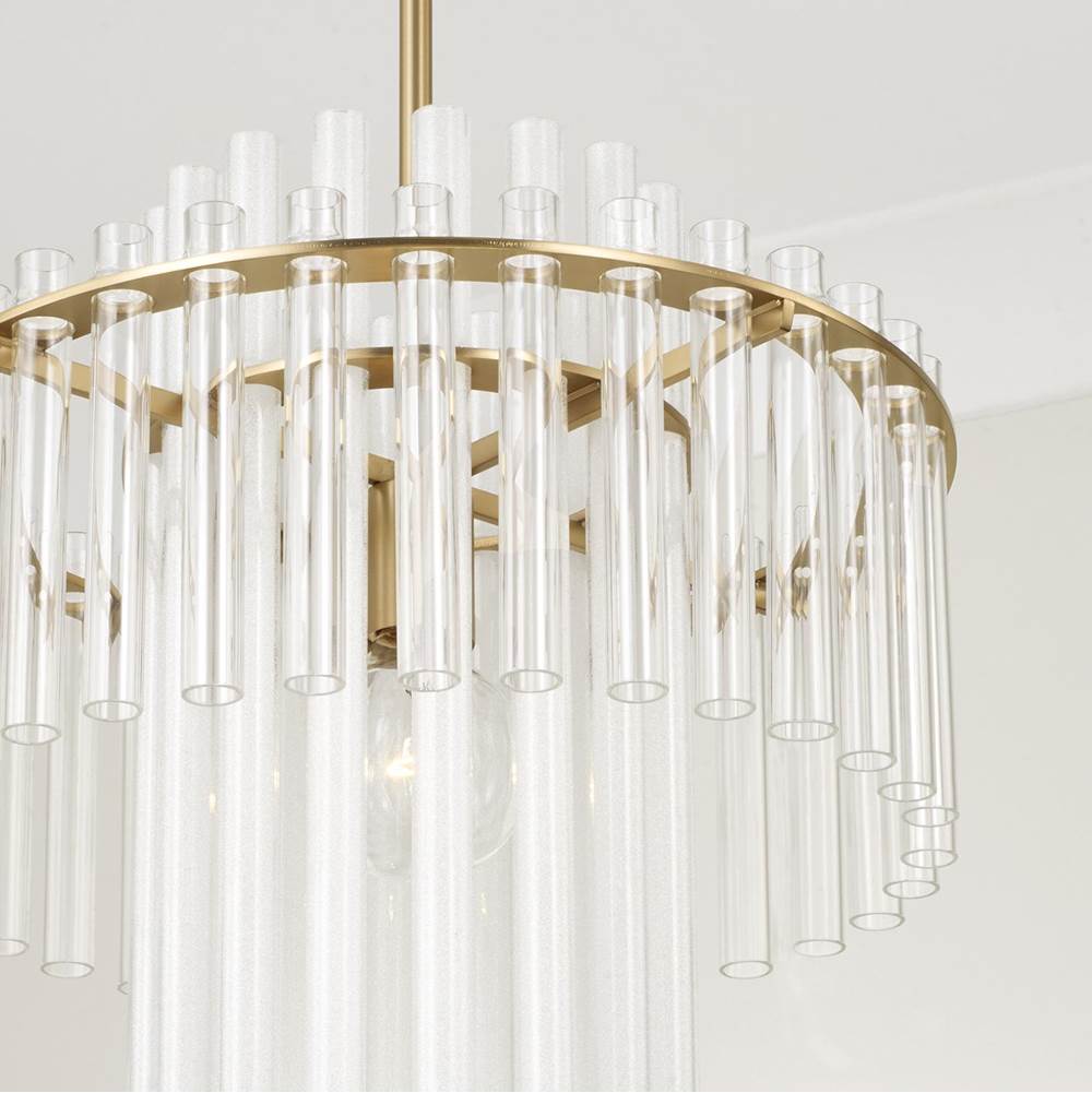 Capital Lighting 358711AD Aged Brass 15'' W X 19.5'' H 1-light Tiered Pendant In Aged Brass With Clear And Etched Glass Tubes Image 5