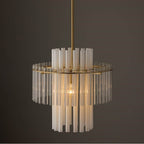 Capital Lighting 358711AD Aged Brass 15'' W X 19.5'' H 1-light Tiered Pendant In Aged Brass With Clear And Etched Glass Tubes Image 4