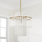Capital Lighting Blair 15'' W X 19.5'' H 1-light Tiered Pendant In Aged Brass With Clear And Etched Glass Tubes
