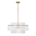 Capital Lighting 358741AD Aged Brass 24'' W X 17.25'' H 4-light Tiered Pendant In Aged Brass With Clear And Etched Glass Tubes Image 1