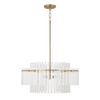 Capital Lighting 358741AD Aged Brass 24'' W X 17.25'' H 4-light Tiered Pendant In Aged Brass With Clear And Etched Glass Tubes Image 1