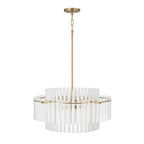 Capital Lighting 358741AD Aged Brass 24'' W X 17.25'' H 4-light Tiered Pendant In Aged Brass With Clear And Etched Glass Tubes Image 2