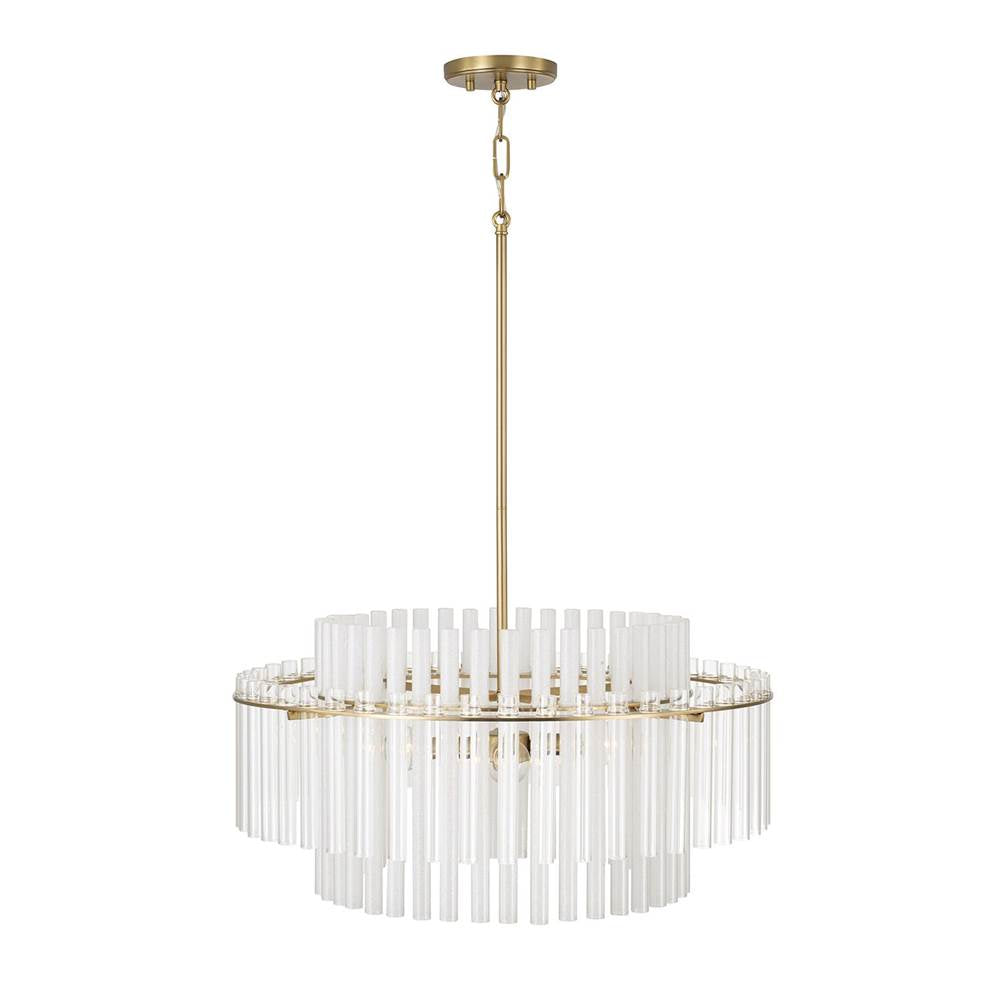 Capital Lighting 358741AD Aged Brass 24'' W X 17.25'' H 4-light Tiered Pendant In Aged Brass With Clear And Etched Glass Tubes Image 2