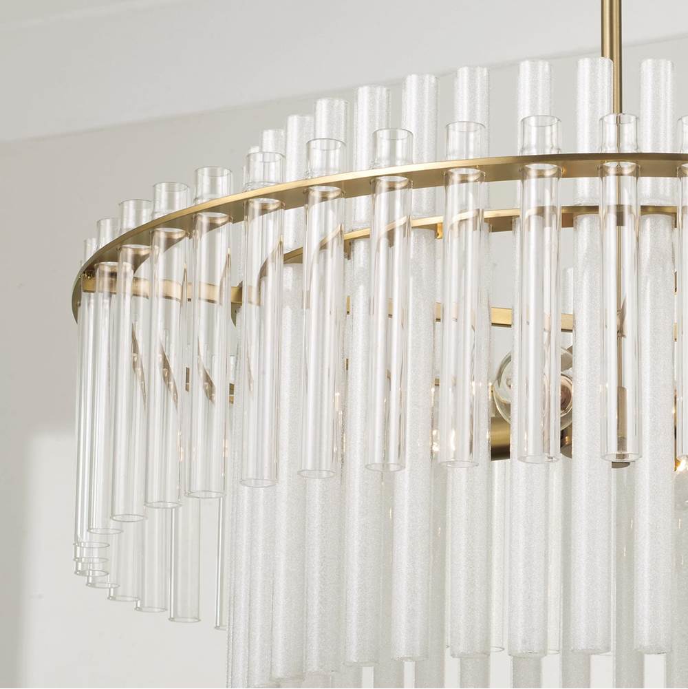 Capital Lighting 358741AD Aged Brass 24'' W X 17.25'' H 4-light Tiered Pendant In Aged Brass With Clear And Etched Glass Tubes Image 3