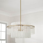 Capital Lighting Blair 24'' W X 17.25'' H 4-light Tiered Pendant In Aged Brass With Clear And Etched Glass Tubes