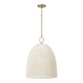 Capital Lighting 358811AD Aged Brass 18'' W X 23'' H 1-light Handcrafted Bell Pendant With Tiny Beads Painted Ivory In Aged Brass Image 1