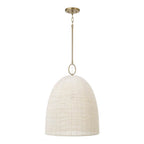 Capital Lighting 358811AD Aged Brass 18'' W X 23'' H 1-light Handcrafted Bell Pendant With Tiny Beads Painted Ivory In Aged Brass Image 1