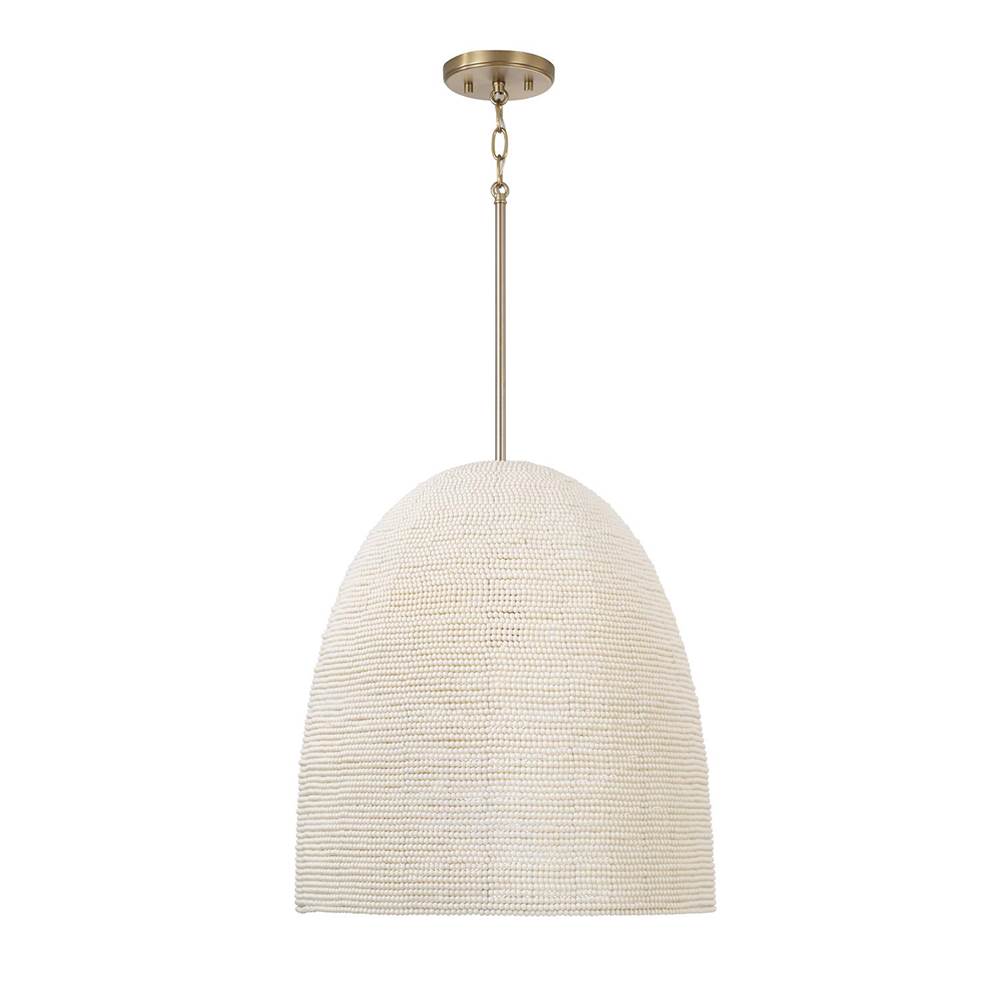 Capital Lighting 358811AD Aged Brass 18'' W X 23'' H 1-light Handcrafted Bell Pendant With Tiny Beads Painted Ivory In Aged Brass Image 4