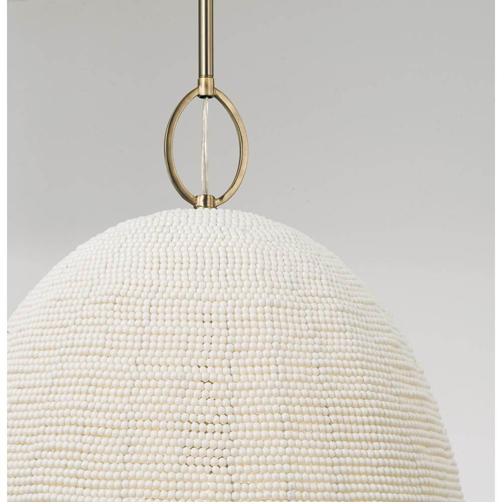Capital Lighting 358811AD Aged Brass 18'' W X 23'' H 1-light Handcrafted Bell Pendant With Tiny Beads Painted Ivory In Aged Brass Image 5