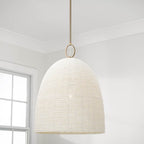 Capital Lighting Natalia 18'' W X 23'' H 1-light Handcrafted Bell Pendant With Tiny Beads Painted Ivory In Aged Brass
