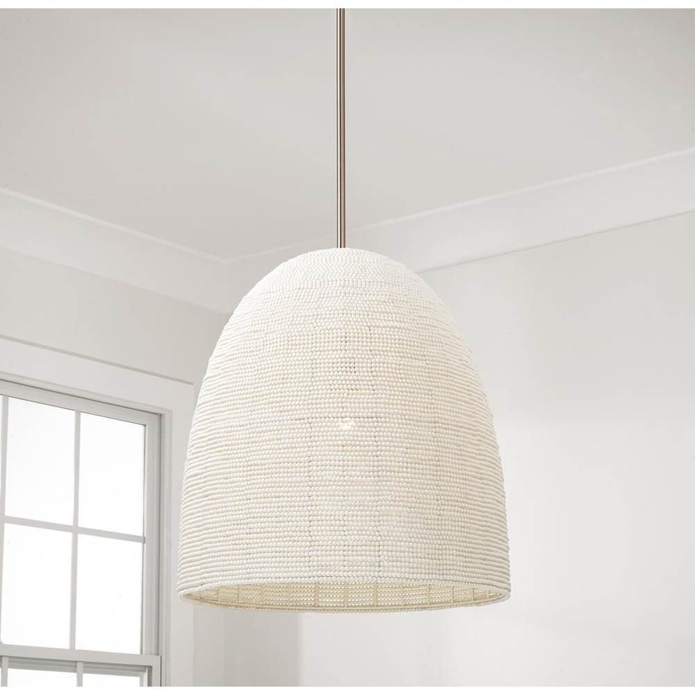 Capital Lighting 358811AD Aged Brass 18'' W X 23'' H 1-light Handcrafted Bell Pendant With Tiny Beads Painted Ivory In Aged Brass Image 6