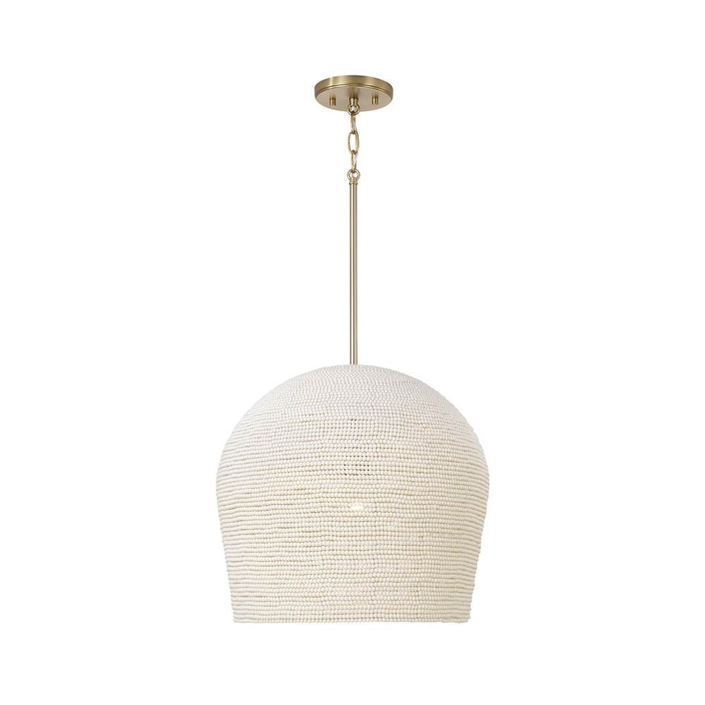 Capital Lighting 358813AD Aged Brass 16.75'' W X 19.25'' H 1-light Handcrafted Tapered Cloche Pendant With Tiny Beads Painted Ivory In Aged Brass Image 3