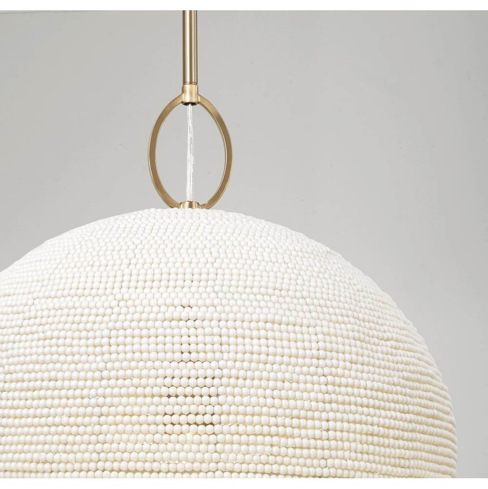 Capital Lighting 358813AD Aged Brass 16.75'' W X 19.25'' H 1-light Handcrafted Tapered Cloche Pendant With Tiny Beads Painted Ivory In Aged Brass Image 4