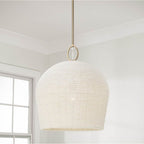 Capital Lighting Natalia 16.75'' W X 19.25'' H 1-light Handcrafted Tapered Cloche Pendant With Tiny Beads Painted Ivory In Aged Brass