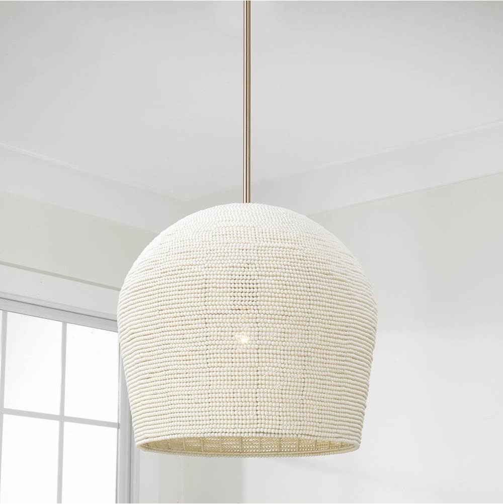 Capital Lighting 358813AD Aged Brass 16.75'' W X 19.25'' H 1-light Handcrafted Tapered Cloche Pendant With Tiny Beads Painted Ivory In Aged Brass Image 5