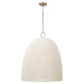 Capital Lighting 358814AD Aged Brass 25'' W X 30'' H 3-light Handcrafted Bell Pendant With Tiny Beads Painted Ivory In Aged Brass Image 1