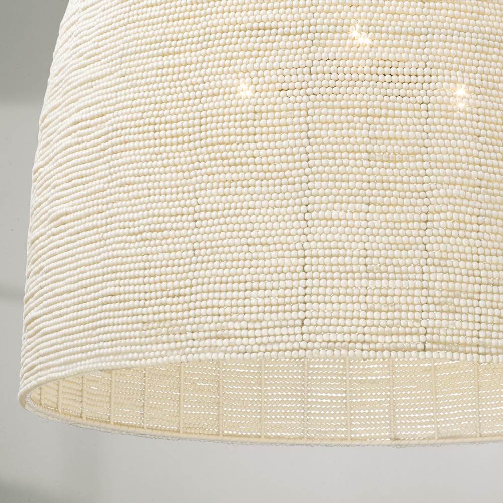 Capital Lighting 358814AD Aged Brass 25'' W X 30'' H 3-light Handcrafted Bell Pendant With Tiny Beads Painted Ivory In Aged Brass Image 6
